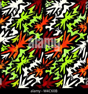 grunge colored graffiti seamless pattern Stock Vector