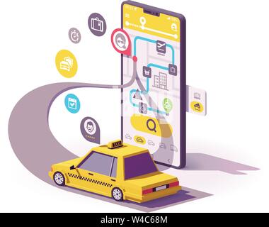 Vector taxi mobile app illustration Stock Vector