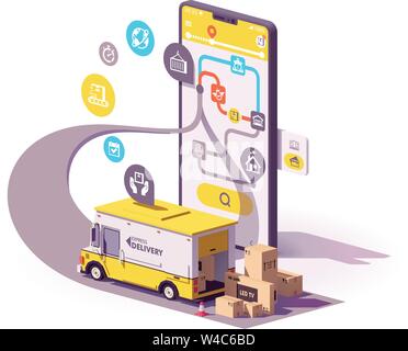 Vector delivery service app illustration Stock Vector