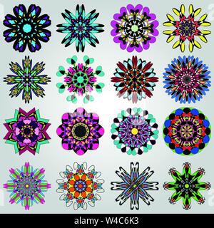 bright colored mandala collection of symbol Stock Vector
