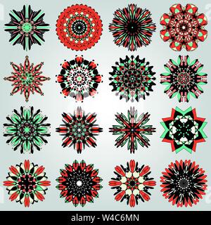 bright colored mandala symbol vector illustration collection Stock Vector