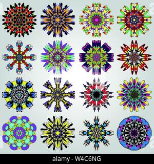bright mandala symbol vector illustration collection Stock Vector