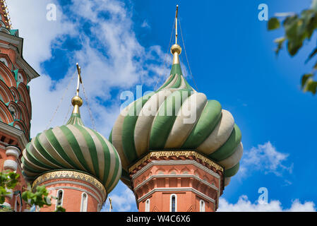 Multicolored domes of St. Basil's Cathedral on Red square in Moscow, Russia Stock Photo