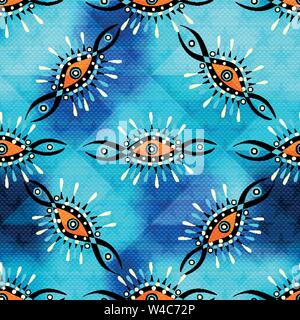 tribal vintage seamless pattern on a blue background vector illustration Stock Vector