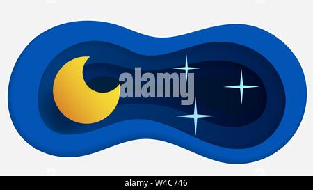 Good Night Landscape Vector Illustration In Paper Style Stock Vector