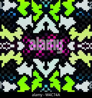 bright psychedelic geometric seamless background pixels Stock Vector