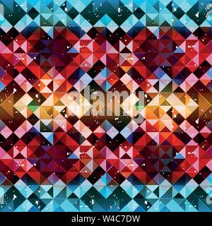Beautiful seamless pattern of colored pixels Stock Vector