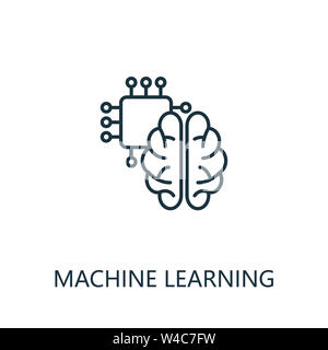 Machine Learning thin line icon. Creative simple design from artificial intelligence icons collection. Outline machine learning icon for web design Stock Photo
