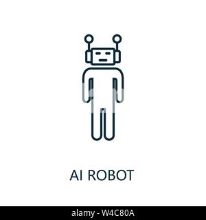 Ai Robot thin line icon. Creative simple design from artificial intelligence icons collection. Outline ai robot icon for web design and mobile apps Stock Vector