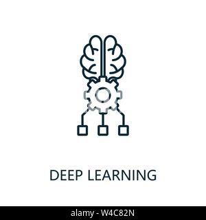 Deep Learning thin line icon. Creative simple design from artificial intelligence icons collection. Outline deep learning icon for web design and Stock Vector