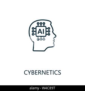 Cybernetics thin line icon. Creative simple design from artificial intelligence icons collection. Outline cybernetics icon for web design and mobile Stock Vector