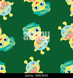 duckling green pattern Stock Vector