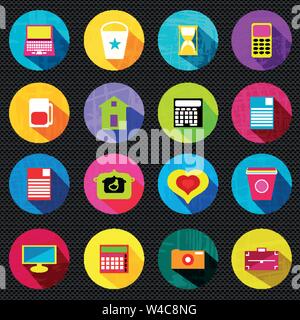 abstract psychedelic colored icons with shadow beautiful collection Stock Vector