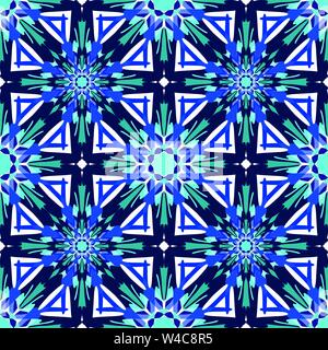 blue seamless pattern beautiful abstract vintage tribal background Stock Vector