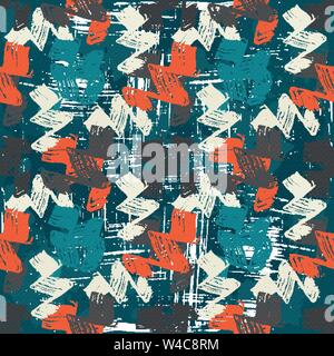 bright graffiti geometric seamless pattern grunge effect Stock Vector