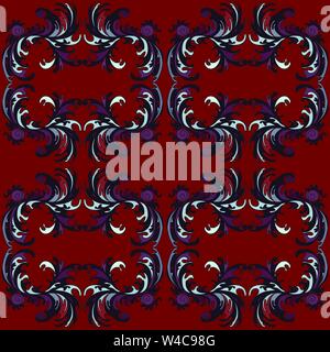 abstract flowers on a red background seamless pattern vector illustration Stock Vector