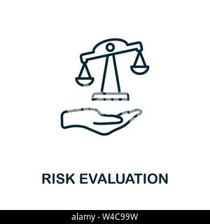Risk Evaluation outline icon. Thin line style icons from insurance icons collection. Web design, apps, software and printing simple risk evaluation Stock Vector
