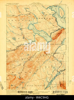 Maine USGS Historical Map Brassua Lake 807404 1923 62500 Restoration Stock Photo