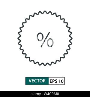 Discount icon vector. Line style. Isolated on white background. Vector Illustration EPS 10 Stock Vector
