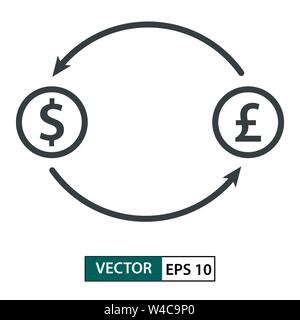 Money exchange. Line style. Isolated on white background. Vector Illustration EPS 10 Stock Vector