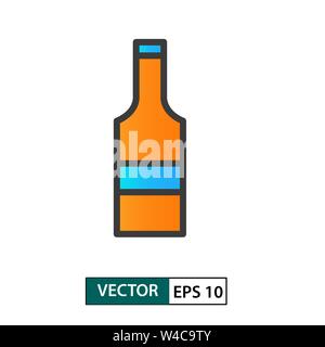 Bottle icon vector. Colour style. Isolated on white background. Vector Illustration EPS 10 Stock Vector