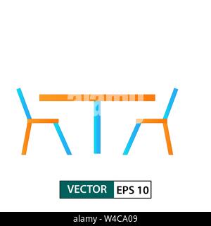 Table and chair icon vector. Colour style. Isolated on white background. Vector Illustration EPS 10 Stock Vector