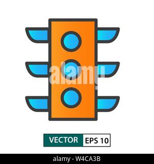 Trafic light icon vector. Colour style. Isolated on white background. Vector Illustration EPS 10 Stock Vector