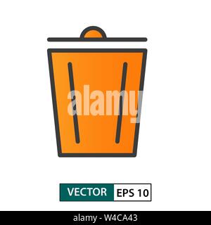 Trash icon vector. Colour style. Isolated on white background. Vector Illustration EPS 10 Stock Vector