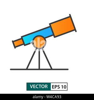 Telescope icon vector. Colour style. Isolated on white background. Vector Illustration EPS 10 Stock Vector