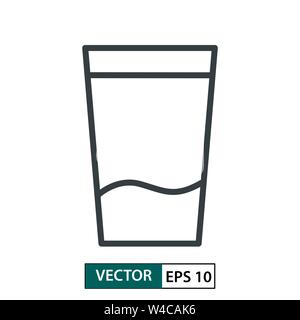 Glass flat icon vector. Line style. Isolated on white background. Vector Illustration EPS 10 Stock Vector