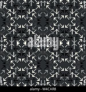 arrows of pixels on a black background Stock Vector