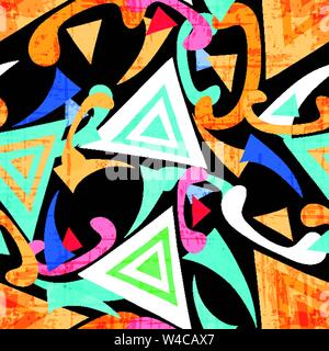 graffiti colored polygons seamless pattern Stock Vector