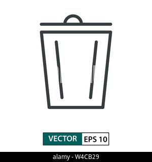 Trash flat icon vector. Line style. Isolated on white background. Vector Illustration EPS 10 Stock Vector