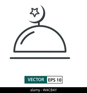 Mosque flat icon vector. Line style. Isolated on white background. Vector Illustration EPS 10 Stock Vector