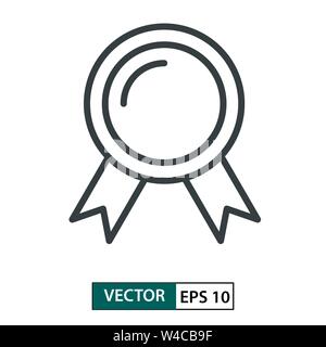 Award medal flat icon vector. Line style. Isolated on white background. Vector Illustration EPS 10 Stock Vector