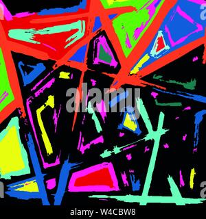Beautiful colorful abstract graffiti polygons on a black background vector illustration Stock Vector