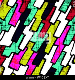 Graffiti abstract geometric pattern on a black background Stock Vector