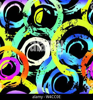 colored graffiti abstract pattern on a black background Stock Vector