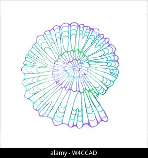 Neon illustration of a petrified snail shell. Stock Vector