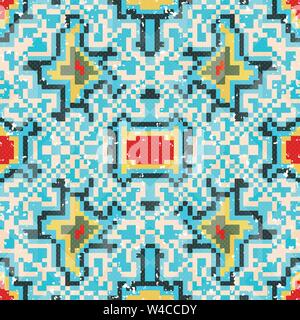 seamless pattern of colored small pixels Stock Vector