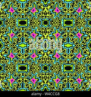 bright geometric seamless pattern of colored pixels Stock Vector