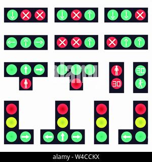 collection of colored traffic lights abstract symbols Stock Vector
