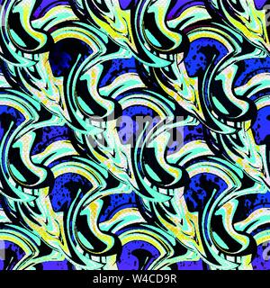 abstract colored graffiti psychedelic seamless pattern Stock Vector