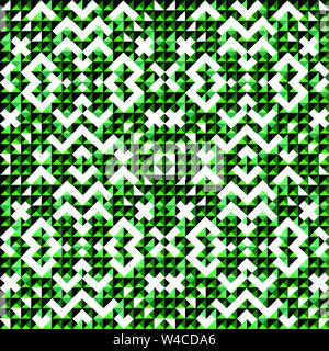 small green colored pixels beautiful abstract geometric background seamless pattern Stock Vector