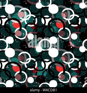 small colored circles on a geometric background seamless pattern Stock Vector