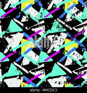 graffiti colored polygons on a black background grunge texture Stock Vector