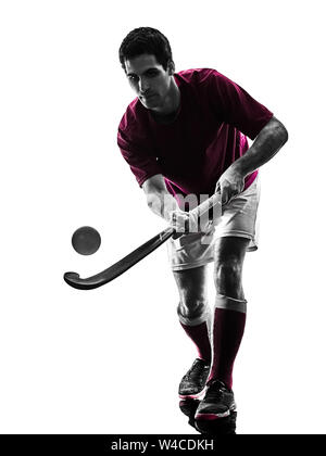 One Caucasian Man Hockey Player In Studio Silhouette Isolated On White  Background Stock Photo - Download Image Now - iStock