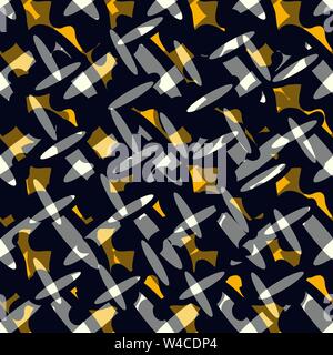 gray ovals and dark objects vector illustration seamless pattern Stock Vector