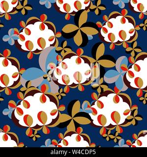 flowers and clouds on a blue background wallpaper Stock Vector