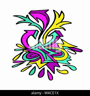 psychedelic graffiti isolated object on a white background Stock Vector